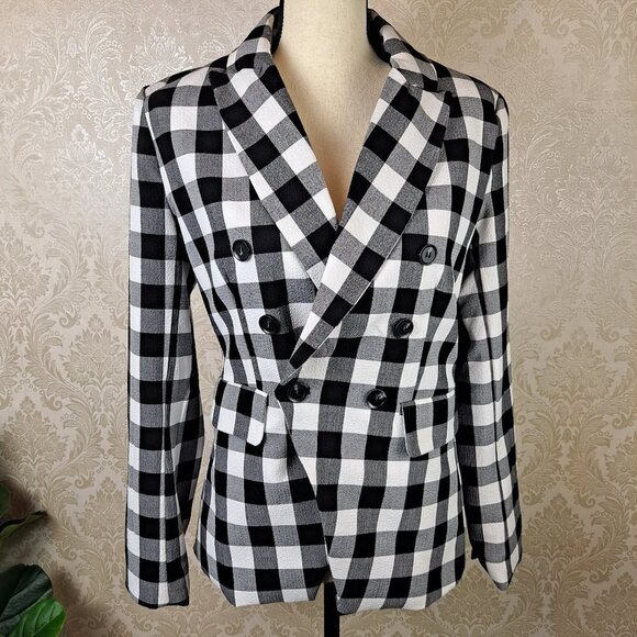 Rachel Zoe Size Small Black and White Plaid Blazer Double Breasted NWOT - Picture 1 of 13
